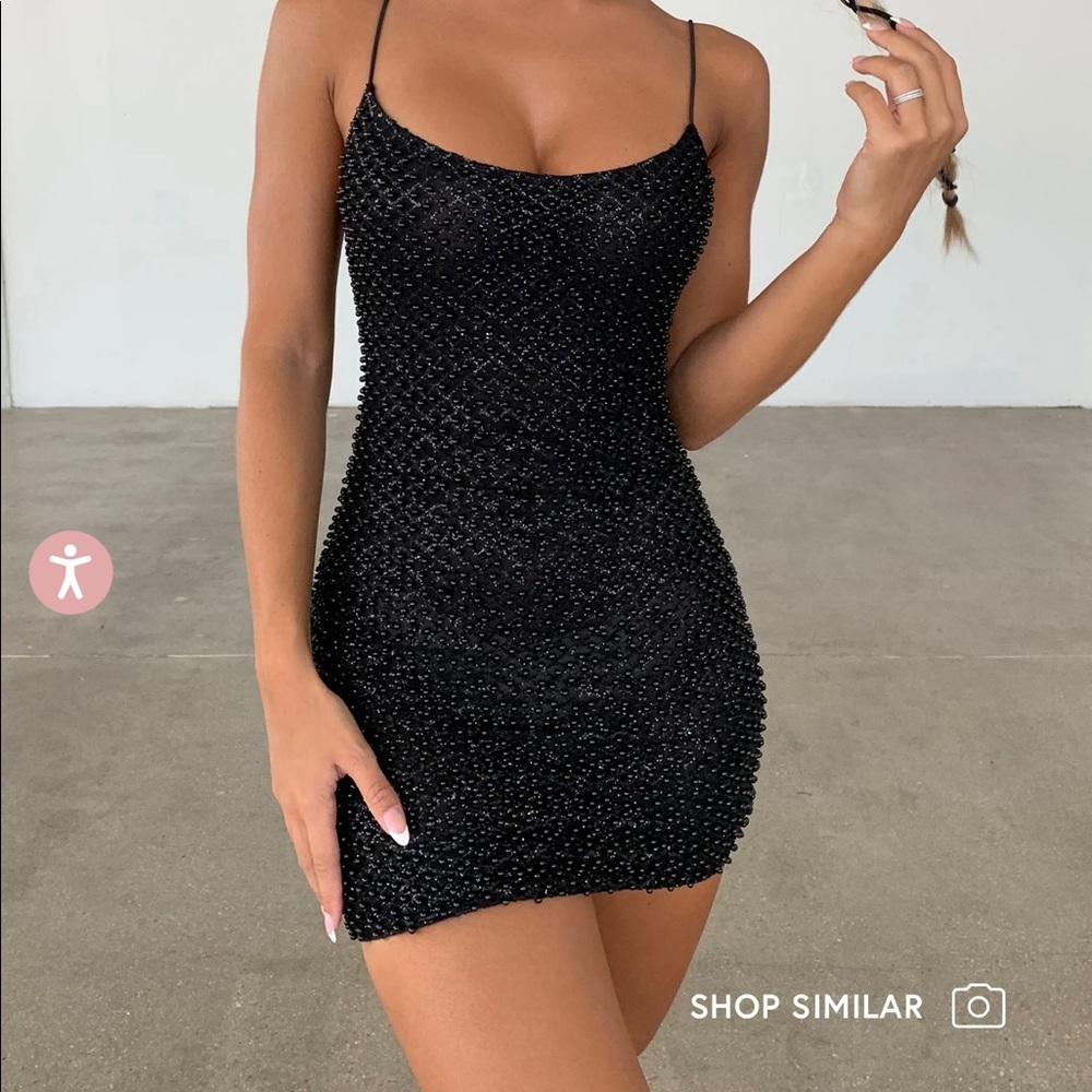 Embellished Mini Dress in Black